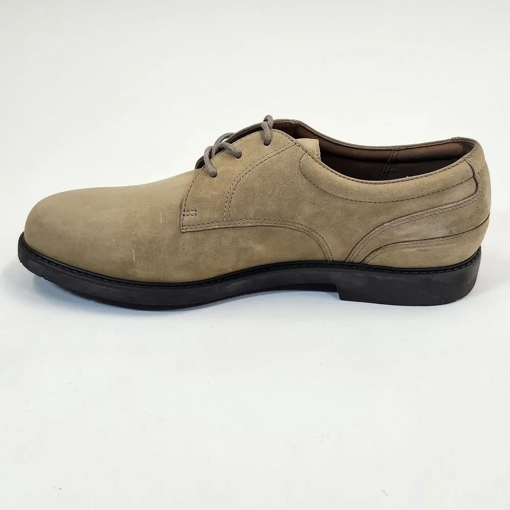 Rockport Mens 10M Beige Nubuck Leather Derby Shoes Casual Lace Up Comfort Oxford